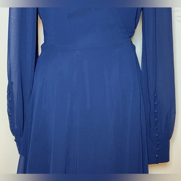 NWT Lulus My Whole Heart Dark Navy Blue Long Sleeve Wrap Dress w/ Button Cuffs M - Picture 11 of 16